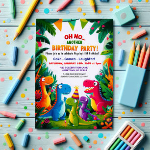 Oh No! Another Dinosaur Themed Birthday Party  Invitation