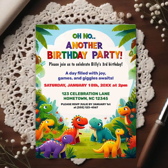 Oh No! Another Dinosaur Themed Birthday Party  Postcard (Creator Uploaded)