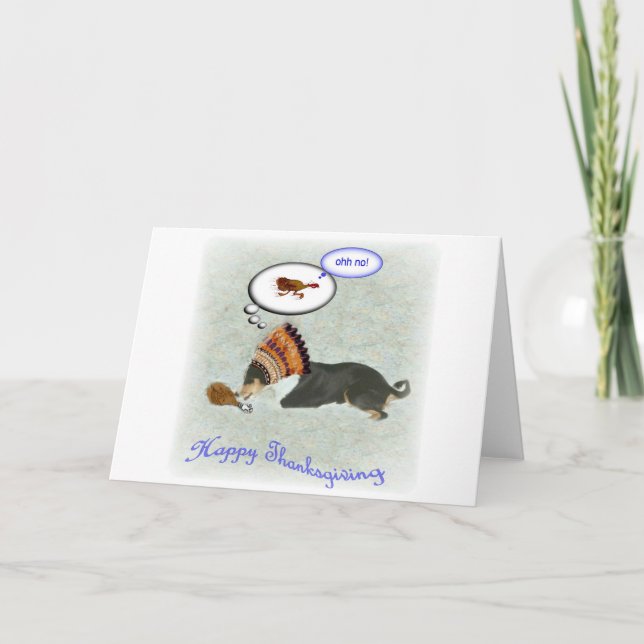 Oh NO Basenji Thanksgiving greeting card (Front)