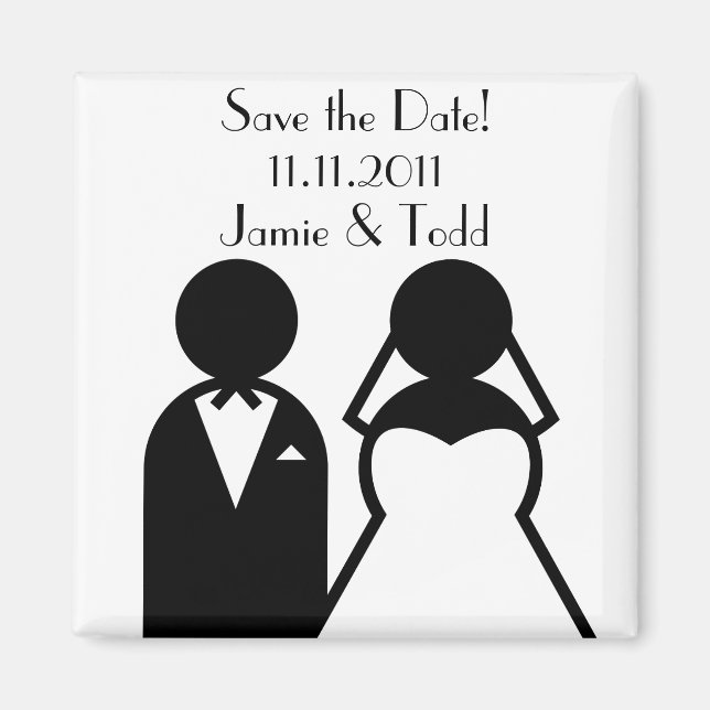 OH NO? Bride and Groom Save the Date Magnet (Front)
