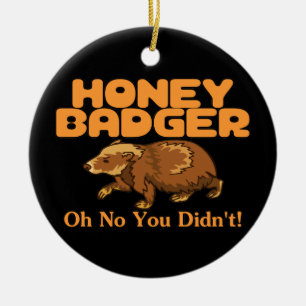 Oh No Honey Badger Ceramic Tree Decoration
