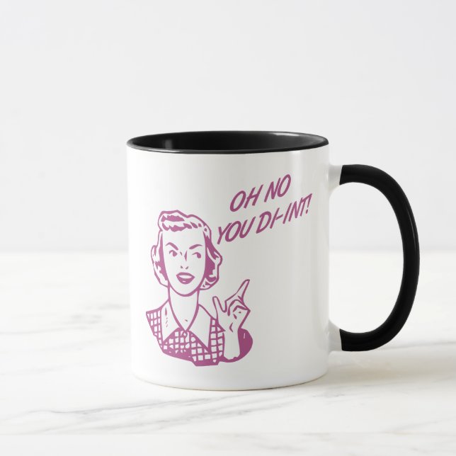 OH NO YOU DI-INT! Retro Housewife Pink Mug (Right)