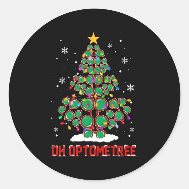 Oh Optometree Fun Optician Glasses Tree Classic Round Sticker (Front)