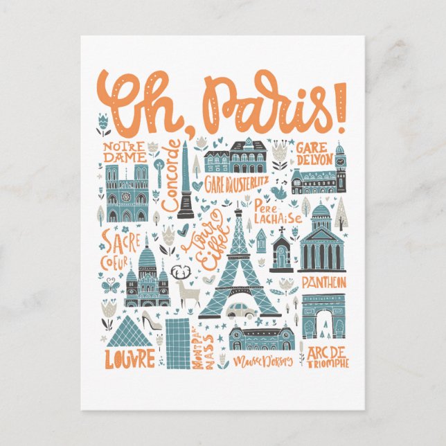 Oh, Paris! | Town Typography Postcard (Front)