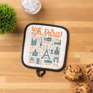 Oh, Paris! Town Typography Pot Holder