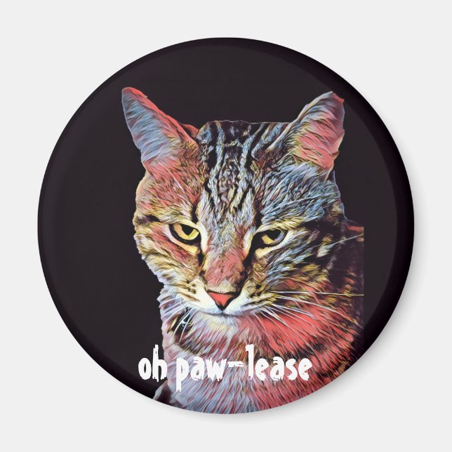 Oh Paw-Lease Cat Magnet (Front)