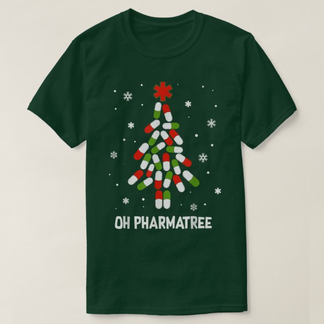 Oh Pharmatree Pills Christmas Tree Lights Pharmacy T-Shirt (Design Front)