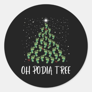 Oh Podiatree Funny Tree Foot Christmas Staff Squad Classic Round Sticker