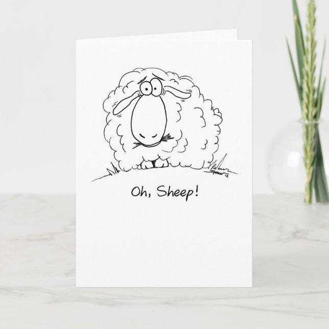 Oh, Sheep! Cartoon Belated Birthday Card (Front)