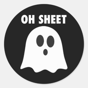 Oh Sheet - Humourous Halloween Ghost Pun Oh Mens Classic Round Sticker