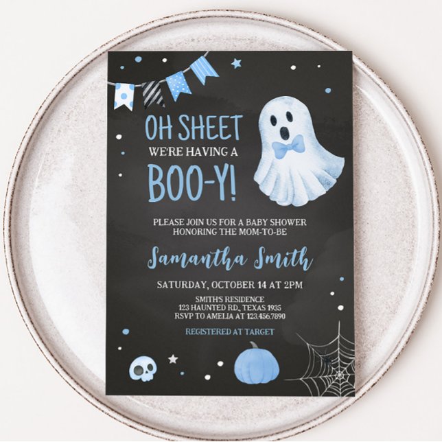 Oh Sheet We're Having A Boo-y Baby Shower  Invitation (Boo-y Baby Shower Invitation)