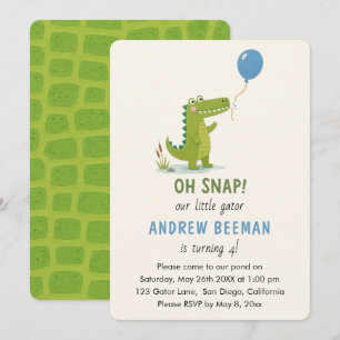 Oh Snap Alligator Birthday Cute Gator Birthday Invitation