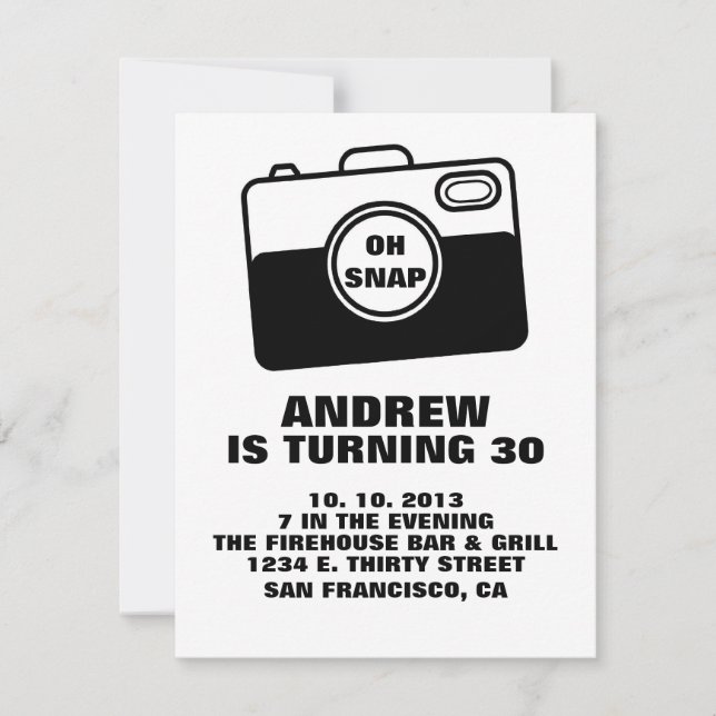OH SNAP Birthday Invitation. Invitation (Front)