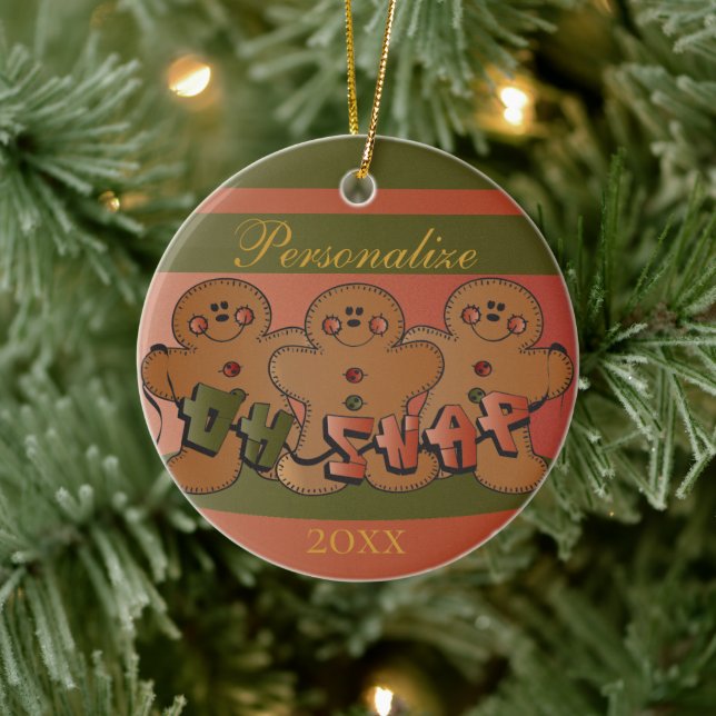 Oh Snap Cartoon Gingerbread Ceramic Tree Decoration (Tree)