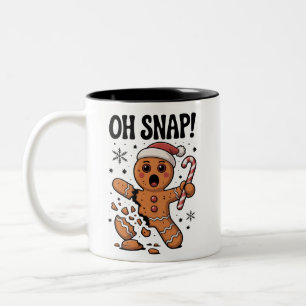 Oh Snap! Christmas Gingerbread Cookie Santa Hat Two-Tone Coffee Mug