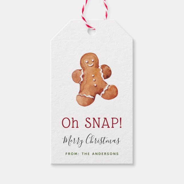 Oh Snap Christmas Gingerbread Man Gift Tag (Front)
