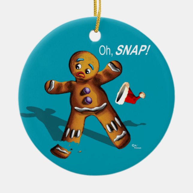 Oh Snap! Christmas Ornament (teal) (Front)