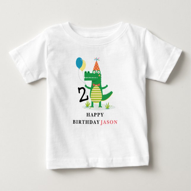 Oh Snap Cute Alligator in Swamp Kids Birthday  Baby T-Shirt (Front)