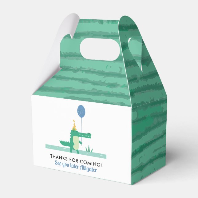 Oh Snap Cute Alligator Kids Birthday Party  Favour Box (Back Side)