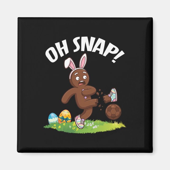 Oh Snap Easter Gingerbread Man Soccer Player Bunny Magnet (Front)