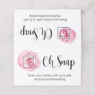 OH SNAP Folded table card #hashtag pink floral