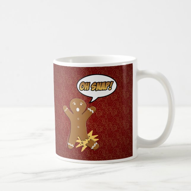 Oh Snap Funny Christmas Gingerbread Man Broken Leg Coffee Mug (Right)