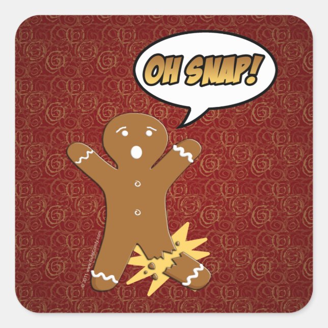 Oh Snap Funny Christmas Gingerbread Man Broken Leg Square Sticker (Front)