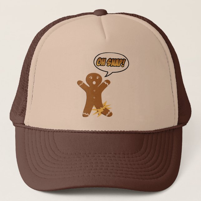 Oh Snap! Funny Christmas Gingerbread Man Trucker Hat (Front)