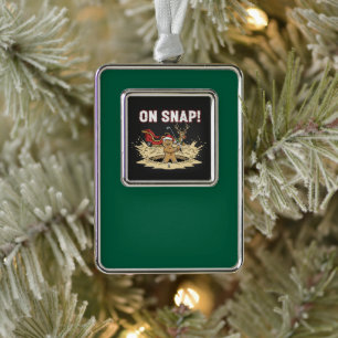 Oh Snap! Funny Gingerbread Man Christmas Golfing Silver Plated Framed Ornament