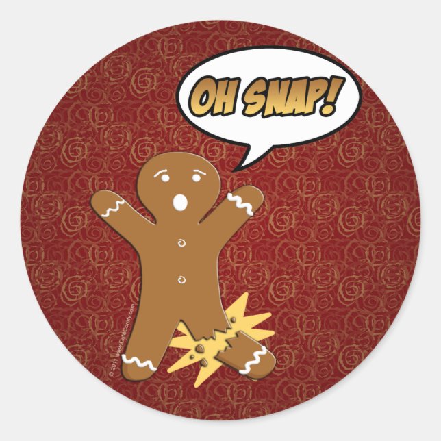 Oh Snap! Funny Gingerbread Man Classic Round Sticker (Front)