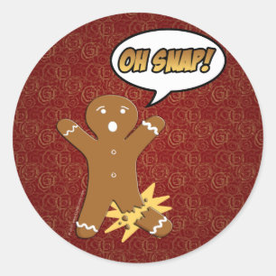 Oh Snap! Funny Gingerbread Man Classic Round Sticker