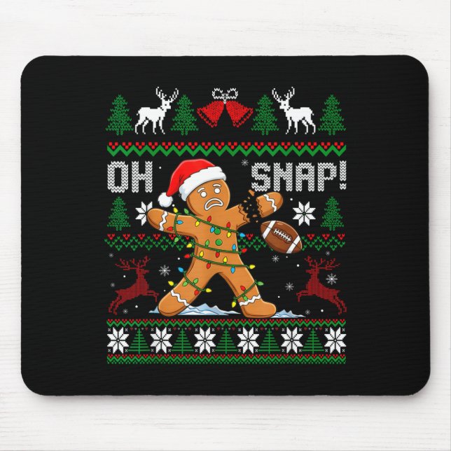 Oh Snap Funny Gingerbread Man Football Christmas P Mouse Pad (Front)