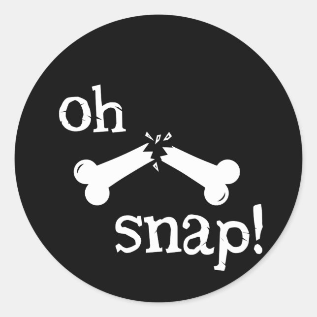 Oh Snap Funny Radiology Broken Bone Classic Round Sticker (Front)