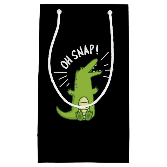 Oh Snap Funny Snapping Crocodile Pun Dark BG Small Gift Bag (Front)