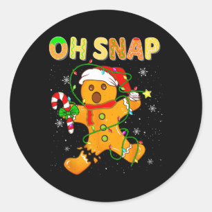 Oh Snap Gingerbread Christmas Xmas Family Holiday  Classic Round Sticker