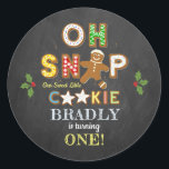 Oh Snap! Gingerbread Cookie Any Age Birthday Classic Round Sticker<br><div class="desc">Celebrate in style with these trendy birthday stickers. The design is easy to personalise with your own wording and your family and friends will be thrilled when they see these fabulous stickers.</div>
