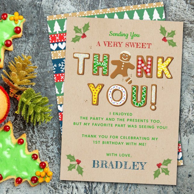 Oh Snap! Gingerbread Cookie Any Age Birthday Thank You Card (Creator Uploaded)