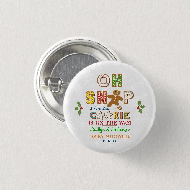 Oh Snap! Gingerbread Cookie Baby Shower 3 Cm Round Badge (Front & Back)