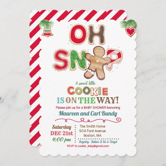 Oh Snap Gingerbread Cookie Baby Shower Invitation (Front/Back)