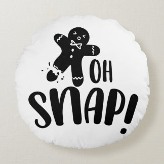 Oh Snap Gingerbread Cookie Xmas Round Cushion