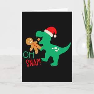 Oh Snap Gingerbread Dinosaur Santa Christmas Funny Card