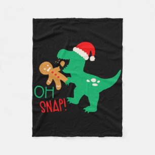 Oh Snap Gingerbread Dinosaur Santa Christmas Funny Fleece Blanket