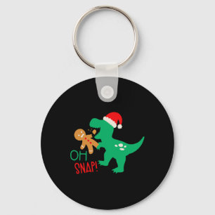 Oh Snap Gingerbread Dinosaur Santa Christmas Funny Key Ring