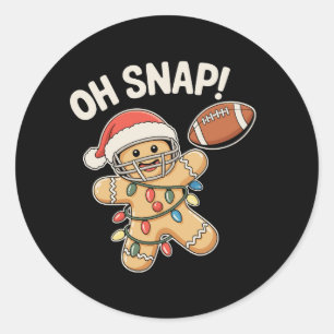 Oh Snap Gingerbread Football Christmas Xmas Sports Classic Round Sticker