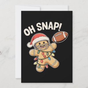 Oh Snap Gingerbread Football Christmas Xmas Sports Holiday Card