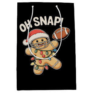 Oh Snap Gingerbread Football Christmas Xmas Sports Medium Gift Bag