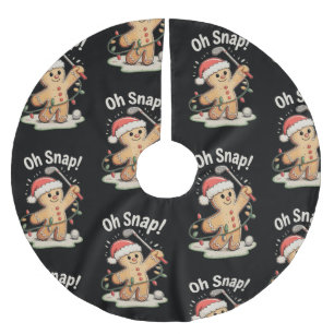 Oh Snap Gingerbread Golf Golfer Golfing Christmas Brushed Polyester Tree Skirt