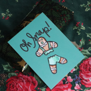Oh Snap Gingerbread Man art Christmas Humour Postcard
