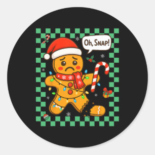 Oh Snap Gingerbread Man Christmas Adult Kids Men W Classic Round Sticker