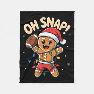 Oh Snap Gingerbread Man Christmas Football Kids Bo Fleece Blanket